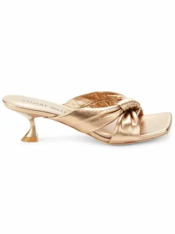 Stuart Weitzman Playa 50 Knot Metallic Leather Sandals