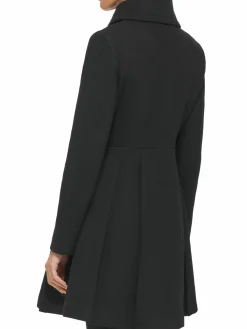 Women Guess Pleated Wool Blend Flared Coat