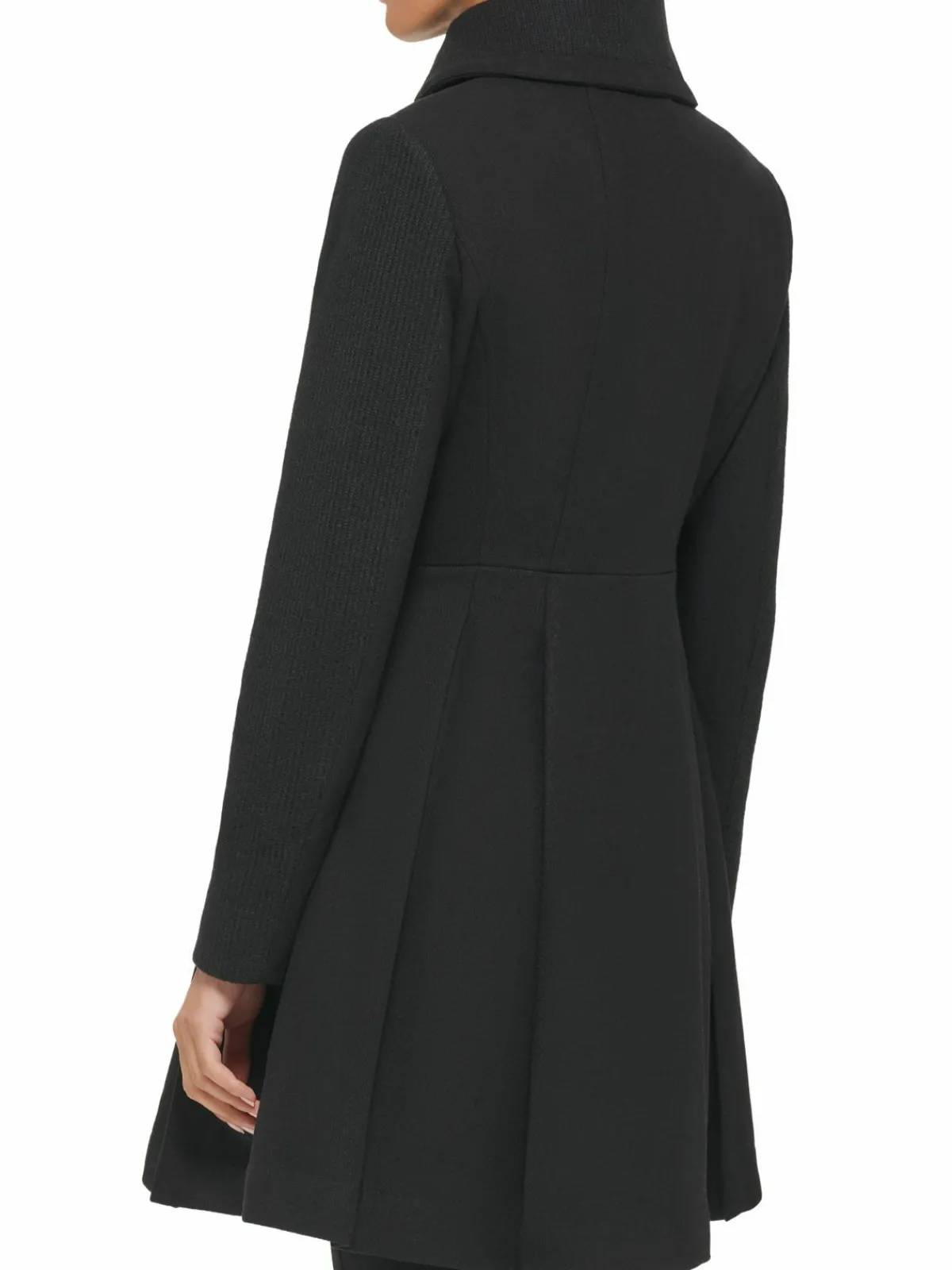 Women Guess Pleated Wool Blend Flared Coat