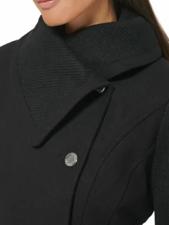 Women Guess Pleated Wool Blend Flared Coat