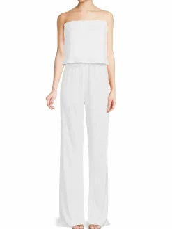 Women Renee C. Plisse Wide Leg Strapless Jumpsuit