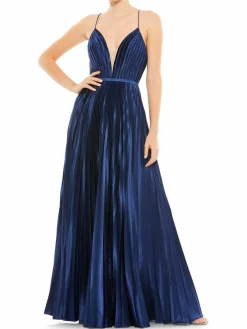 Women Mac Duggal Plunging Accordion Pleat Gown