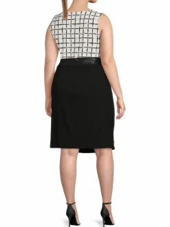 Women Calvin Klein Plus Faux Leather Trim Pencil Skirt