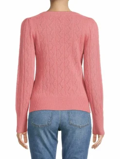 Women Saks Fifth Avenue Pointelle Crewneck Sweater
