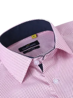Azaro Uomo Casual Button-Down Shirts|Polka Dot Print Shirt Light Pink