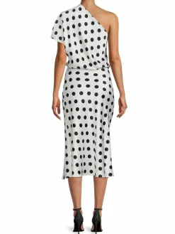 Women Renee C. Print One Shoulder Midi Blouson Dress