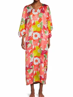 Women Natori Print Satin Midaxi Caftan