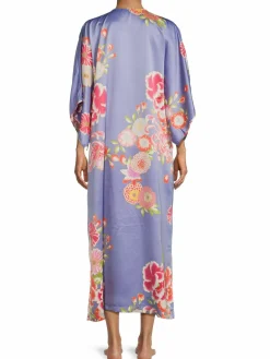 Women Natori Print Satin Midaxi Caftan