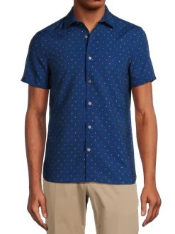 Perry Ellis Casual Button-Down Shirts|Print Shirt Coral Gold