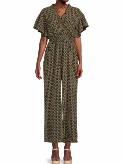 Women Max Studio Print Surplice Jumpsuit