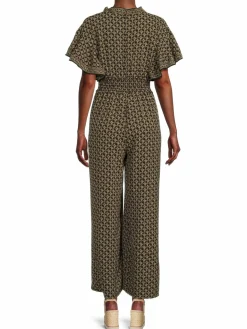 Women Max Studio Print Surplice Jumpsuit