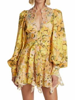 Women Acler Printed Eyelet Embroidered Minidress