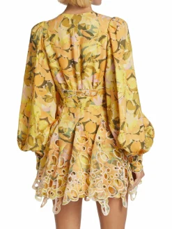 Women Acler Printed Eyelet Embroidered Minidress