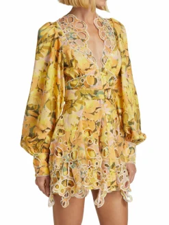 Women Acler Printed Eyelet Embroidered Minidress