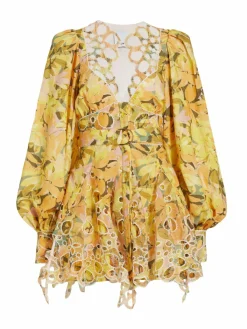 Women Acler Printed Eyelet Embroidered Minidress
