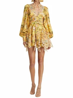 Women Acler Printed Eyelet Embroidered Minidress