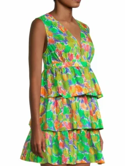 Women Hope for Flowers Printed Tiered Mini Dress