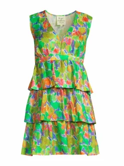 Women Hope for Flowers Printed Tiered Mini Dress