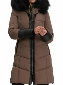 Women NOIZE Priya Faux Fur Trim Quilted Parka