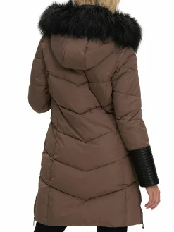 Women NOIZE Priya Faux Fur Trim Quilted Parka