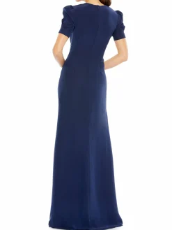 Women Mac Duggal Puff Sleeve Cutout Gown