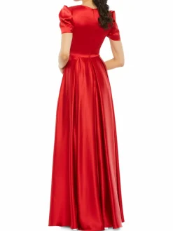 Women Mac Duggal Puff Sleeve Satin Gown
