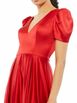 Women Mac Duggal Puff Sleeve Satin Gown