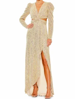 Women Mac Duggal Puff Sleeve Sequin Gown