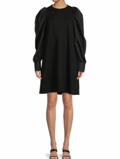 Women Area Stars Puff Sleeve Shift Dress