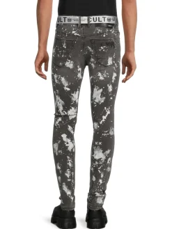 Cult Of Individuality Jeans|Punk Belted Super Skinny Jeans Grey