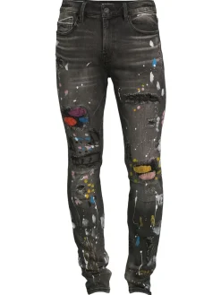 Cult Of Individuality Jeans|Punk High Rise Distressed & Painted Super Skinny Jeans Burst Grey