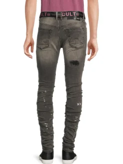 Cult Of Individuality Jeans|Punk Nomad Belted Skinny Jeans Grey