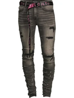 Cult Of Individuality Jeans|Punk Nomad Belted Skinny Jeans Grey