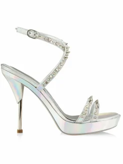 Alexander McQueen Punk Stud Metallic Leather Ankle Strap Sandals