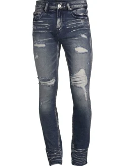 Cult Of Individuality Jeans|Punk Super Skinny Distressed Jeans Blue Streak
