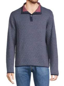 Bonobos Sweaters|Quilted Reversible Mockneck Sweater Heather Navy
