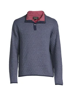 Bonobos Sweaters|Quilted Reversible Mockneck Sweater Heather Navy