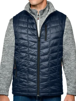 Thermostyles Coats & Jackets|Quilted Reversible Puffer Vest Navy