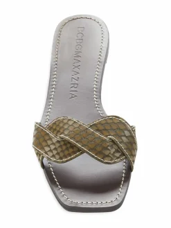 BCBGMAXAZRIA Raysa Python Embossed Flat Sandals