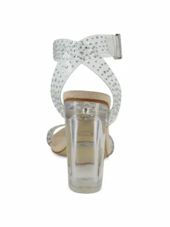Bebe Rebeca Transparent Block Heel Sandals