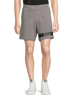 McQ Alexander McQueen Shorts|Redacted Logo Flat Front Shorts Grey