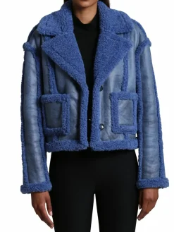 Women Avec Les Filles Relaxed Faux Shearling Moto Jacket