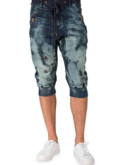 Level 7 Jeans Shorts|Relaxed Fit Bleach Dye Denim Shorts