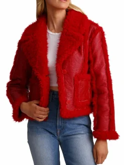 Women Avec Les Filles Relaxed Fit Glazed Faux Shearling Trim Jacket