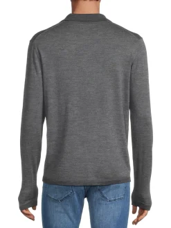 Robert Barakett Sweaters|Renwood Merino Wool Polo Sweater Grey