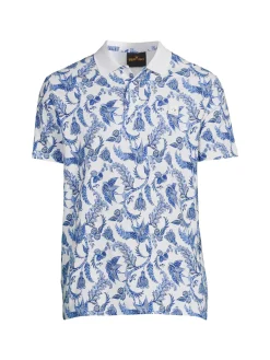 Bertigo Polos|Retro Floral Polo White Multicolor