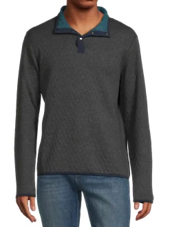 Bonobos Sweatshirts & Hoodies|Reversible Quilted Button Pullover Heather Charcoal