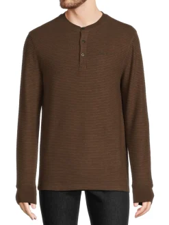 Karl Lagerfeld Paris Sweaters|Ribbed Henley Sweater