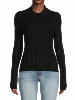 Women Calvin Klein Ribbed Knit Collar Sweater