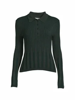 Women Calvin Klein Ribbed Knit Collar Sweater